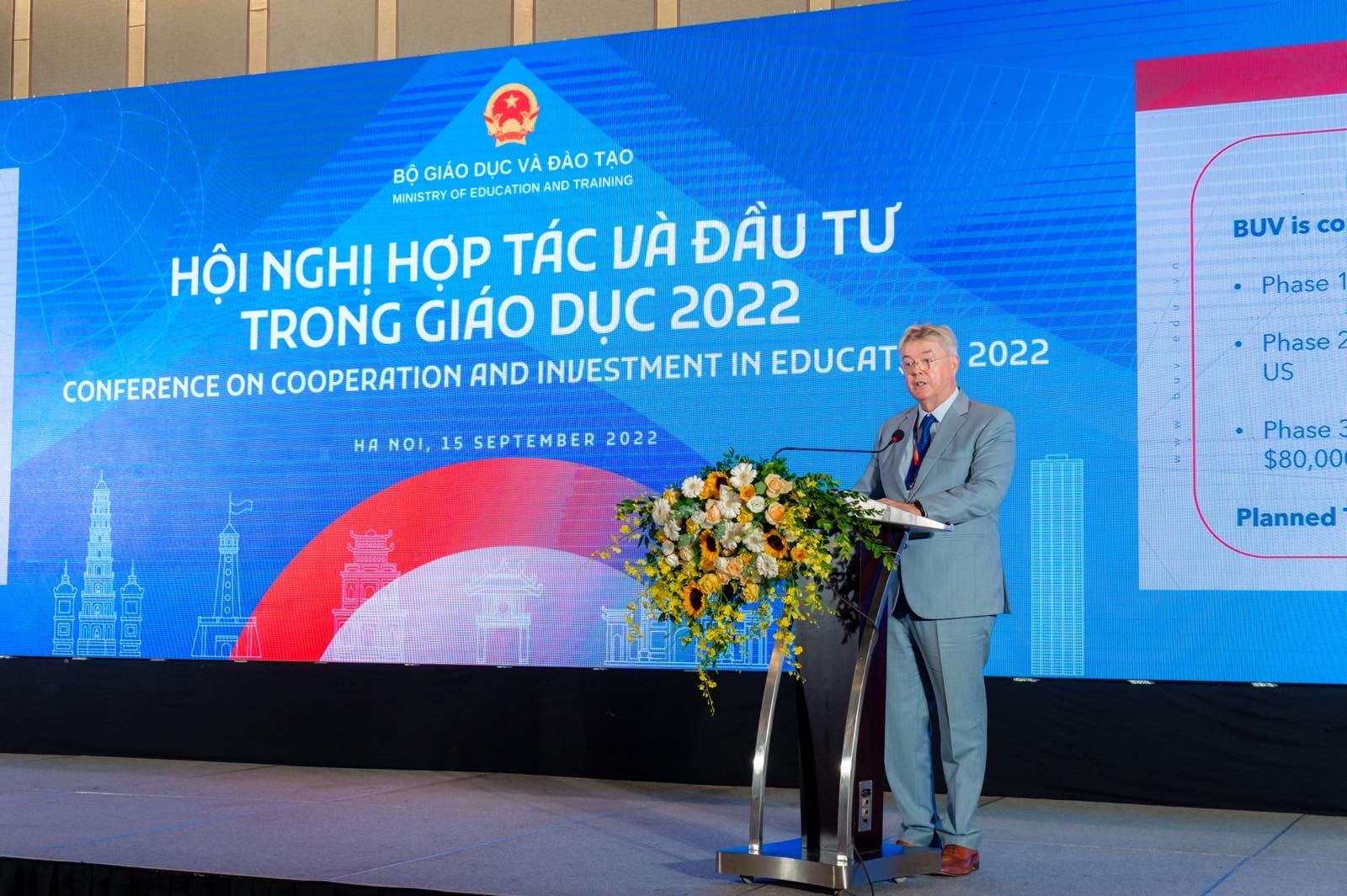 Professor Raymond Gordon representing British University Vietnam at MOET Conference on Cooperation and Investment in Education 2022